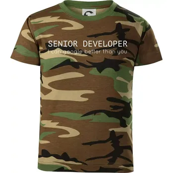 Chlapecké tričko Senior developer google better than you - Dětské maskáčové triko - 146 cm/10 let ( Hnědý maskáč )