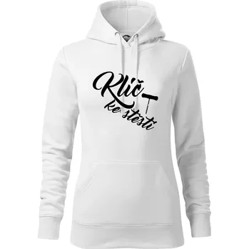 Dámská mikina Klíč ke štěstí vývrtka jednoduchá - Mikina dámská Cape s kapucí - S ( Bílá )