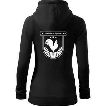 Dámská mikina Vstávám se slepicemi - Dámská mikina trendy zipper s kapucí - XL ( Černá )