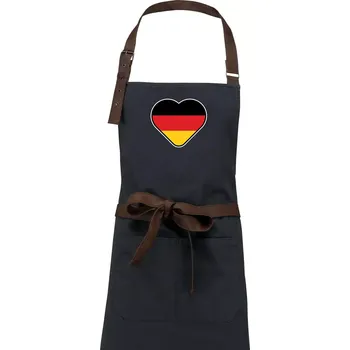 Kuchyňská zástěra Germany love velké - Německá vlajka - Zástěra Vintage - Univerzální velikost ( Dřevěné uhlí )