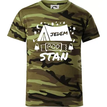 Chlapecké oblečení Jedem pod stan - Dětské maskáčové triko - 122 cm/6 let ( Zelený maskáč )