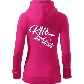 Dámská mikina Klíč ke štěstí vývrtka jednoduchá - Dámská mikina trendy zipper s kapucí - S ( Purpurová )
