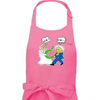 Kuchyňská zástěra Pythagoras a Albert boj o C - Pánská zástěra na vaření - Univerzální velikost ( Růžová )