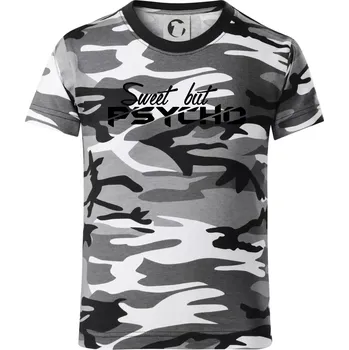 Chlapecké tričko Sweet but psycho - Dětské maskáčové triko - 146 cm/10 let ( Šedý maskáč )