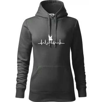 Dámská mikina EKG tanec - pár - Mikina dámská Cape s kapucí - S ( Tmavá břidlice (šedá se zeleným nádechem) )