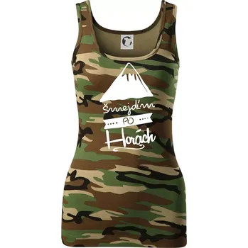 Dámské tričko Šmejdím po horách - Dámské Maskáčové tílko - L ( Hnědý maskáč )