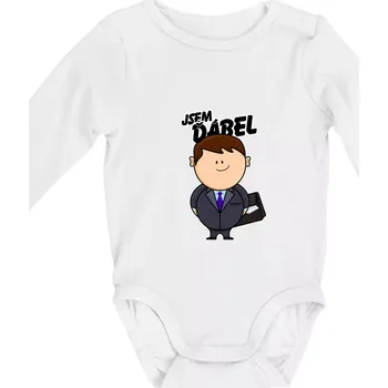 Kojenecké oblečení Jsem ďábel obchoďák - Body kojenecké s dlouhým rukávem - Dlouhý r. do 3 měs ( Bílá )