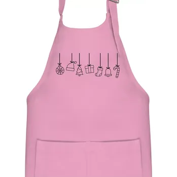 Kuchyňská zástěra Rodinná vánoční trička - Vánoční ozdoby na provázku - Dětská zástěra na vaření - Univerzální velikost ( Růžová )