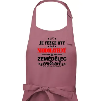 Kuchyňská zástěra Je těžké být neodolatelný zemědělec - Pánská zástěra na vaření - Univerzální velikost ( Starorůžová )