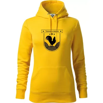 Dámská mikina Vstávám se slepicemi - Mikina dámská Cape s kapucí - XS ( Žlutá )