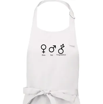 Kuchyňská zástěra Muž žena programátor - Dámská zástěra na vaření - Univerzální velikost ( Bílá )