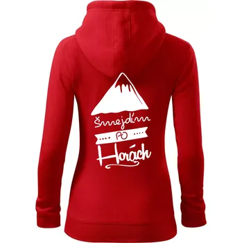 Dámská mikina Šmejdím po horách - Dámská mikina trendy zipper s kapucí - L ( Červená )