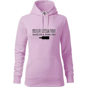 Dámská mikina Miluju literaturu - Mikina dámská Cape s kapucí - S ( Orchid )