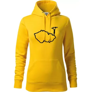 Dámská mikina Cyklistka - Mapa ČR - Mikina dámská Cape s kapucí - XS ( Žlutá )