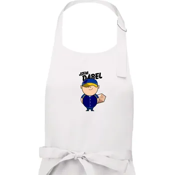 Kuchyňská zástěra Jsem ďábel doručovatel modro žlutý - Pánská zástěra na vaření - Univerzální velikost ( Bílá )