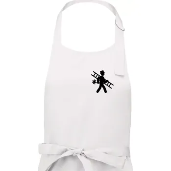Kuchyňská zástěra Kominík logo prso - Dámská zástěra na vaření - Univerzální velikost ( Bílá )