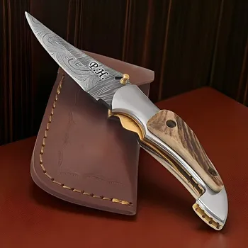 kapesní nůž Exkluzivní zavírací nůž z damascénské oceli a rukojetí z paroží jelena Azgard