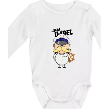 Kojenecký body Jsem ďábel kapitán - Body kojenecké s dlouhým rukávem - Dlouhý r. do 3 měs ( Bílá )