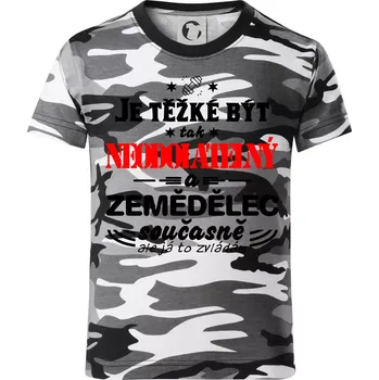 Chlapecké tričko Je těžké být neodolatelný zemědělec - Dětské maskáčové triko - 104-110cm / 3-4 roky ( Šedý maskáč )