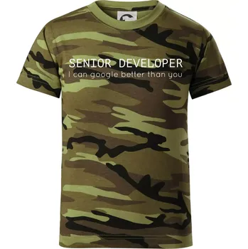 Senior developer google better than you - Dětské maskáčové triko - 146 cm/10 let ( Zelený maskáč )