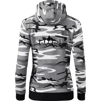 Dámská mikina EKG tanec - na rukou - Dámská mikina trendy zipper s kapucí - 2XL ( Šedý maskáč )