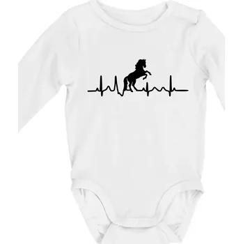 Ekg kůň ikona - Body kojenecké s dlouhým rukávem - Dlouhý r. do 3 měs ( Bílá )