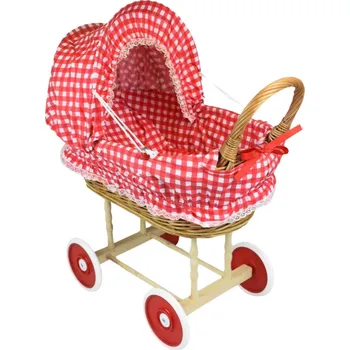 Proutěný kočárek pro panenku kostička