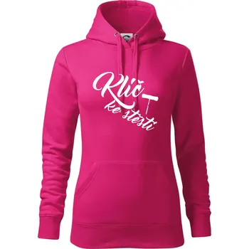 Dámská mikina Klíč ke štěstí vývrtka jednoduchá - Mikina dámská Cape s kapucí - 2XL ( Purpurová )