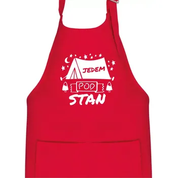 Kuchyňská zástěra Jedem pod stan - Dětská zástěra na vaření - Univerzální velikost ( Červená )