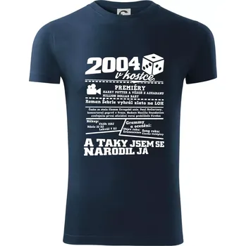 Pánské tričko 2004 v kostce - Viper FIT - Pánské zůžené tričko - L ( Námořní modrá (velmi tmavá - téměř černá) )