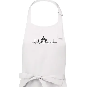 Kuchyňská zástěra EKG hrnek kávy - Pánská zástěra na vaření - Univerzální velikost ( Bílá )