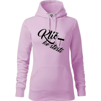 Dámská mikina Klíč ke štěstí vývrtka jednoduchá - Mikina dámská Cape s kapucí - XS ( Orchid )