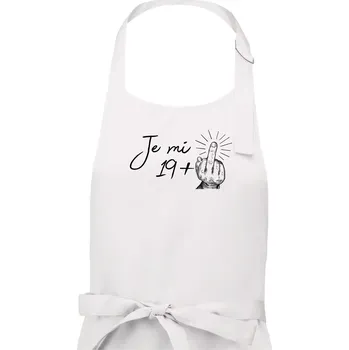 Kuchyňská zástěra Je mi 20 - Prostředníček - Pánská zástěra na vaření - Univerzální velikost ( Bílá )