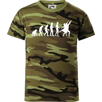 Chlapecké tričko Evoluce tanec - tančící dvojice - Dětské maskáčové triko - 122 cm/6 let ( Zelený maskáč )