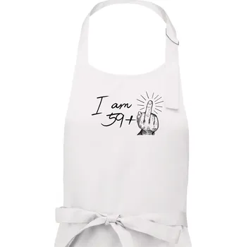 Kuchyňská zástěra Je mi 60 - Prostředníček - Dámská zástěra na vaření - Univerzální velikost ( Bílá )