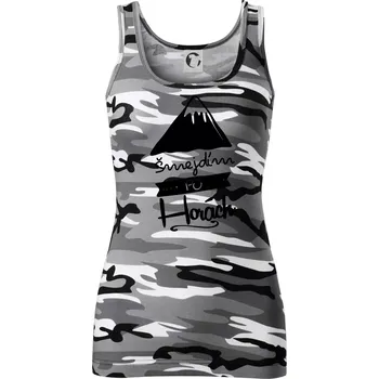 Dámské tričko Šmejdím po horách - Dámské Maskáčové tílko - L ( Šedý maskáč )