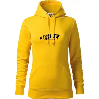 Dámská mikina Evoluce tanec - muž a žena se sukní - Mikina dámská Cape s kapucí - S ( Žlutá )
