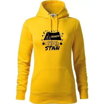 Dámská mikina Jedem pod stan - Mikina dámská Cape s kapucí - S ( Žlutá )