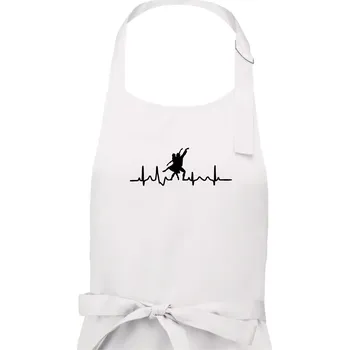 Kuchyňská zástěra EKG tanec - tančící dvojice - Dámská zástěra na vaření - Univerzální velikost ( Bílá )