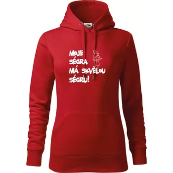 Dámská mikina Moje ségra má skvělou ségru - Mikina dámská Cape s kapucí - XS ( Červená )