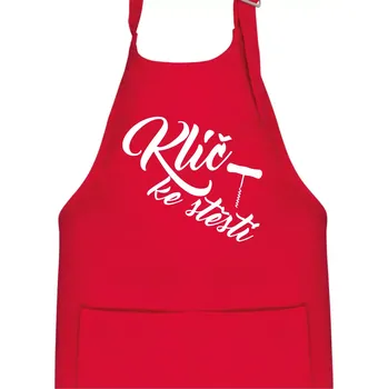 Kuchyňská zástěra Klíč ke štěstí vývrtka jednoduchá - Dětská zástěra na vaření - Univerzální velikost ( Červená )