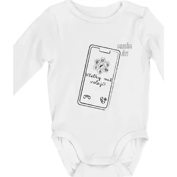 Kojenecké oblečení Vcelky mě volají - musím jít - Body kojenecké s dlouhým rukávem - Dlouhý r. do 3 měs ( Bílá )