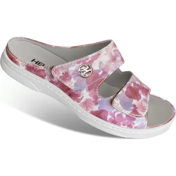 Dámská zdravotní obuv Dámské pantofle s dvěma pásky na suchý zip, velurová useň, červená vícebarevná: 41