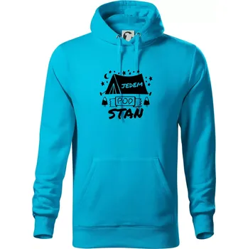 Pánská mikina Jedem pod stan - Mikina pánská Cape s kapucí - 5XL ( Světlý tyrkys )