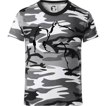 Chlapecké tričko Kůň a já silueta - Dětské maskáčové triko - 134 cm/8 let ( Šedý maskáč )