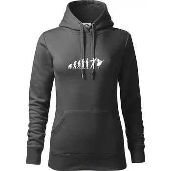 Dámská mikina Evoluce tanec - muž a žena se sukní - Mikina dámská Cape s kapucí - L ( Tmavá břidlice (šedá se zeleným nádechem) )