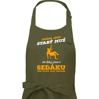 Kuchyňská zástěra Horolezec - možná jsem starý muž - Pánská zástěra na vaření - Univerzální velikost ( Khaki )