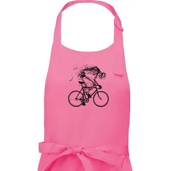 Kuchyňská zástěra Gravel Bike - kostra - Dámská zástěra na vaření - Univerzální velikost ( Růžová )