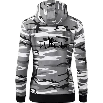 Dámská mikina EKG tanec - pár - Dámská mikina trendy zipper s kapucí - 2XL ( Šedý maskáč )