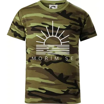 Ikona - mořím se - Dětské maskáčové triko - 104-110cm / 3-4 roky ( Zelený maskáč )